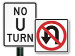 Official DOT No U Turn Signs