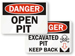 Open Pit Hazard Signs