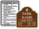 Park Hours Signs