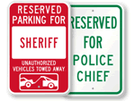 Police Station Reserved Parking Signs   by Title