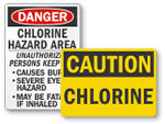 Chlorine Hazard Pool Signs