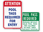 Pool Pass Required Signs