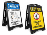 Portable Signs for Icy Parking Lots