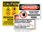 Renovation Work Area Signs