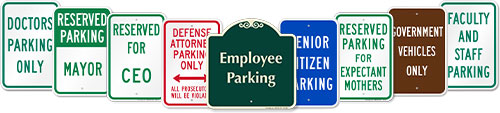 Reserved Parking Signs By Title