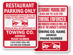 Restaurant Parking Only Signs