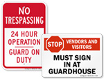 Security Guard Gate Signs