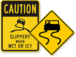 Slippery Road Signs