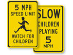 Slow Children Playing MPH Signs