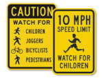 Slow Children Playing MPH Signs