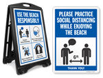 Social Distancing Signs for Beach