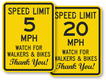 Bike and Bicycle Speed Limit Signs