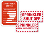 Sprinkler Shut Off Signs