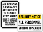 Subject to Search Signs