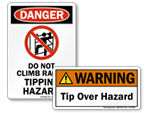 Tip Over Hazard Labels and Signs
