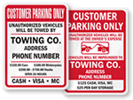Customer Only Tow Away Signs