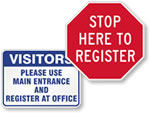 Vistors Must Register Signs