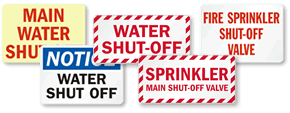Water Shut-Off Signs and Water Valve Signs