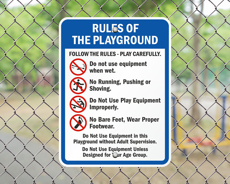 Children's Playground Sign – Play Street Rules & Prohibitions Times – D38