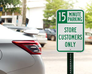 15 Minutes Store Parking Sign