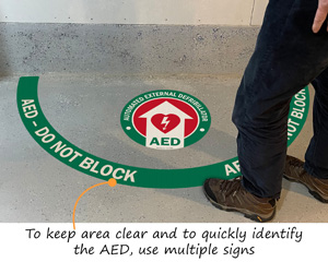 Projecting AED First Aid Floor Decals