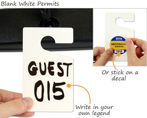 Affordable blank white permit hang tags