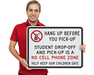 Aluminum School No Cell Phone Sign
