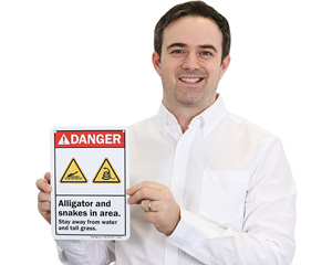 Danger Alligator And Snakes Sign