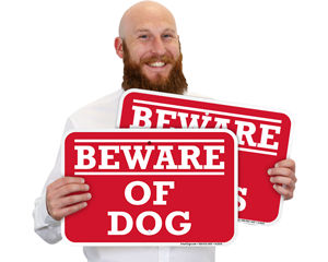Red Beware of Dog Sign