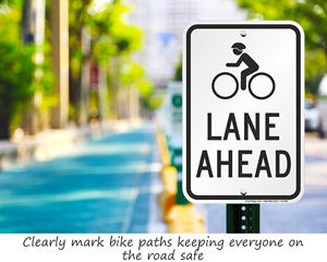 Bike lane ahead sign