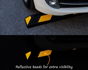 Bright yellow and black parking bumpers