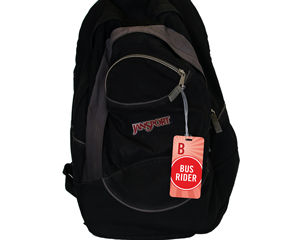 Bus Rider backpack tag for children