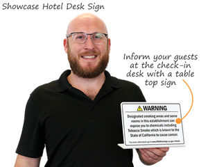 California Prop 65 Check-in Desk Hotel Sign