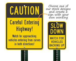 Custom and Stock Caution Traffic Signs