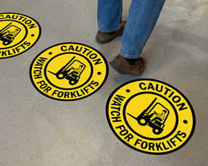 Caution watch out for forklift floor signs