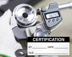 self laminating calibration certification label