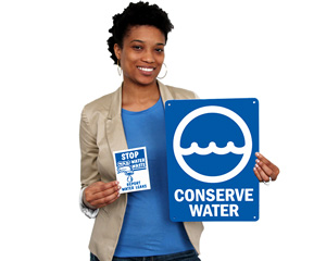 Conserve Water Signs and Labels