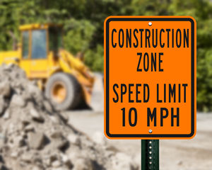 Construction zone speed limit sign