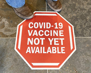 Floor decal for covid vaccine not yet available
