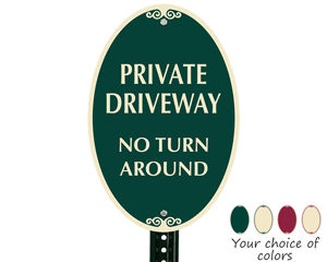 Custom oval parking sign