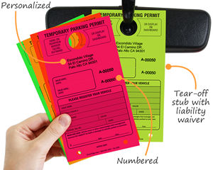 Custom paper fluorescent parking passes