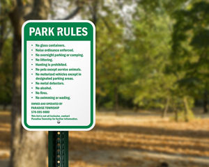 Custom Campground Park Rules Sign