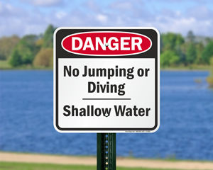 Danger shallow water sign