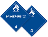 Class 4 Dangerous When Wet Placards 