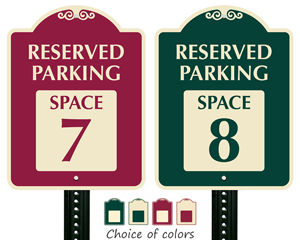 Decorative parking space signs choice of color