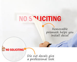Die-cut no soliciting decal for your door