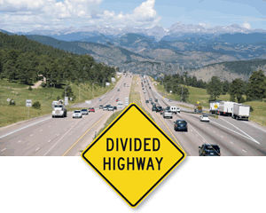 Divided Highway road Traffic Signs