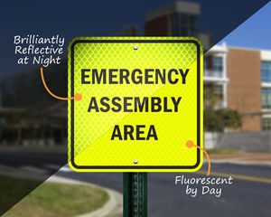 Emergency assembly area sign