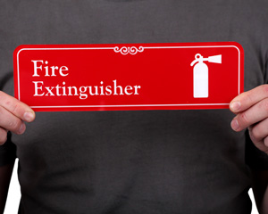 Engraved Fire Extinguisher Showcase Sign