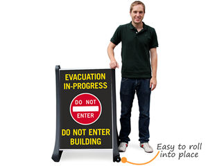 Evacuation in process sign